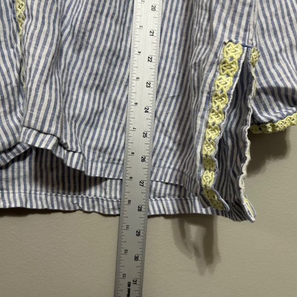 Spartina Women's Tunic Blouse XL 100% Linen Blue White Green Striped Embroidered - Picture 9 of 9